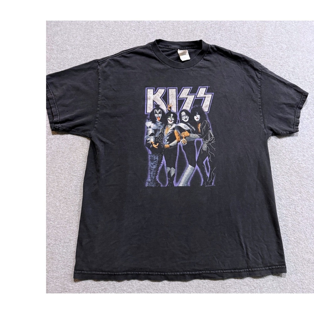 KISS Band Graphic T-Shirt Mens XL Black Vintage Style Tennessee River 1998 Print